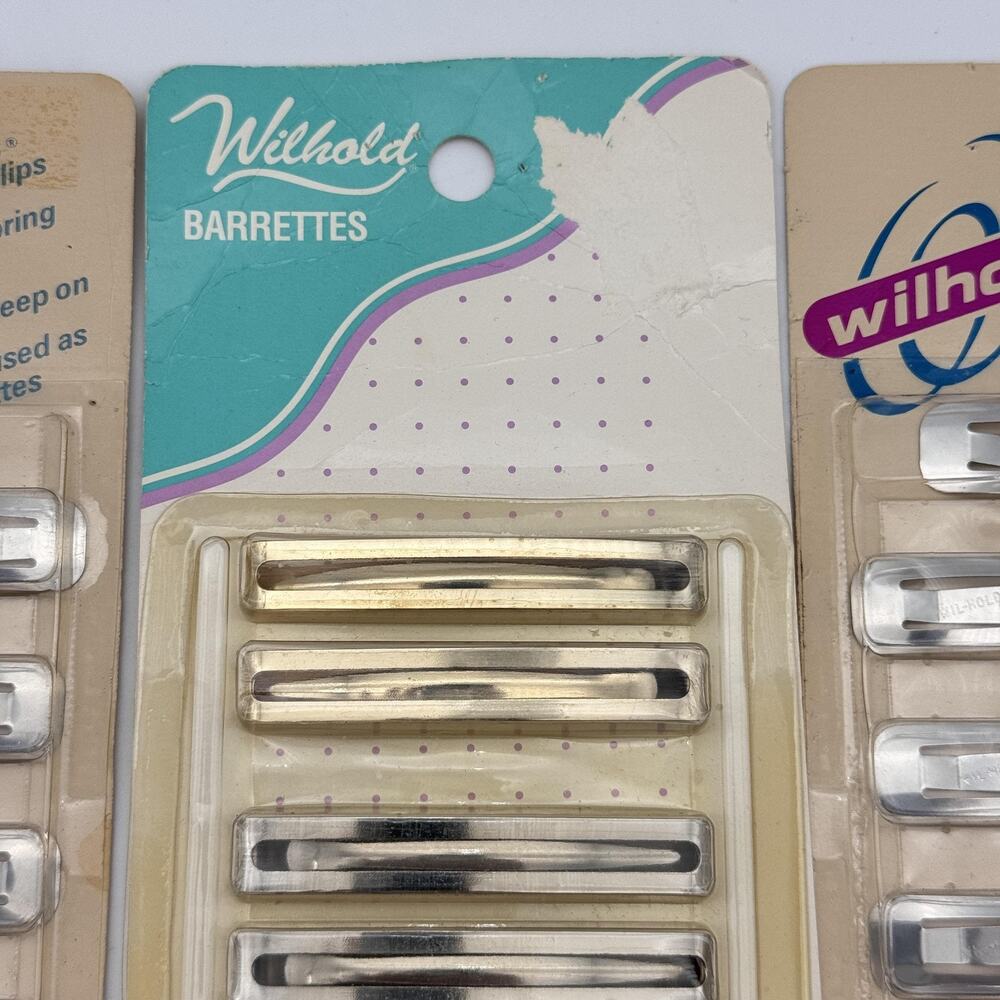 Vintage Wilhold Metal Barrettes Sleepees Hair Clips Lot of 3 Packs 80s NEW - Picture 5 of 11